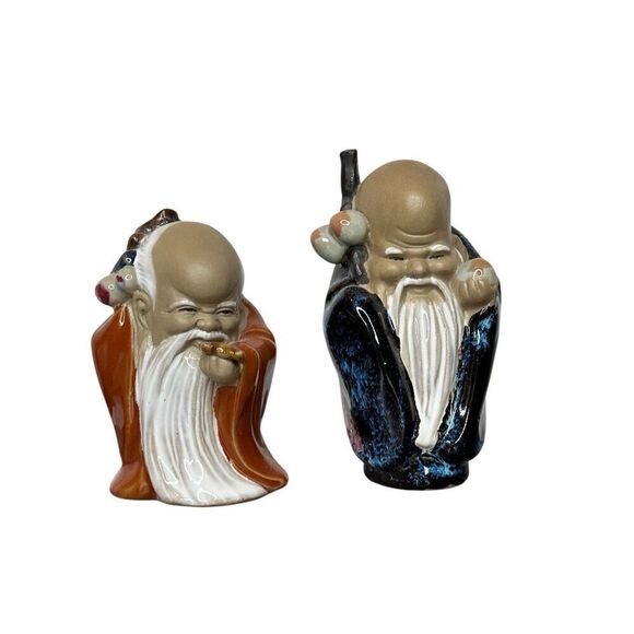 Vintage Handmade Mudman Nanjing China Ceramic Clay Sensei Confucius Monk Wise Ma - Picture 1 of 6